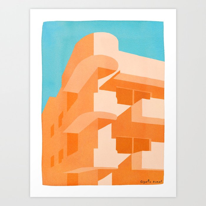 Orange Bauhaus Art Print