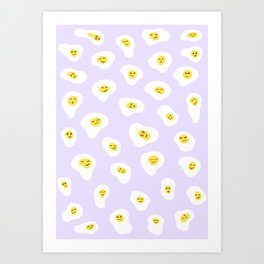 Emotional eggs fun pattern | Purple Art Print | Fun, Purple, Face, Drawing, Food, Emotional, Emotion, White, Emoji, Minimalistic 