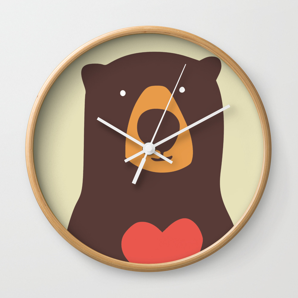 Hearty bear hug Wall Clock by Little Dean | Society6