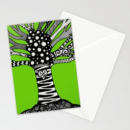 Green Doodle Tree Stationery Cards