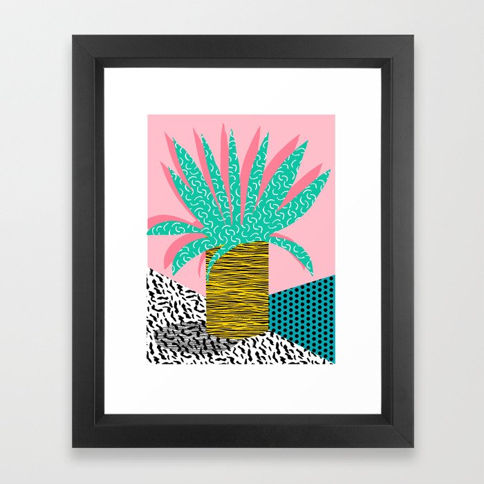 In the Mix - 80's neon house plant tropical garden container garden art print botanical natural  Framed Art Print