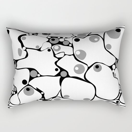 Abstract black and white polka dot pattern 2 .White background . Rectangular Pillow