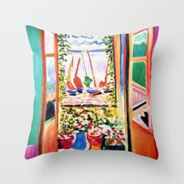 The Open Window Coastal - Floral and Maritime Collioure oil painting by Henri Matisse oil paint Throw Pillow