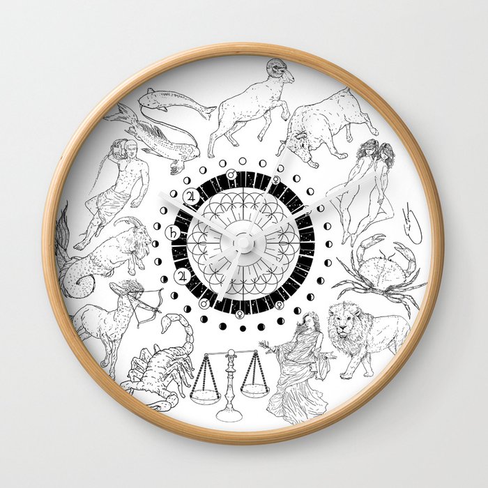 As Above, So Below - Zodiac Illustration Wall Clock
