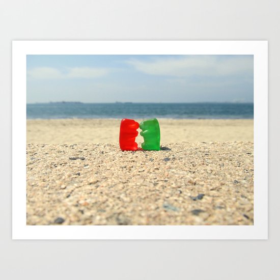 Gummy Bear Beach Kiss Art Print