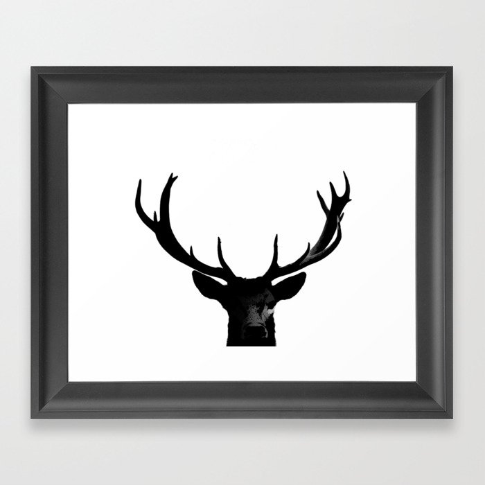 Black Deer Silhouette A273 Framed Art Print