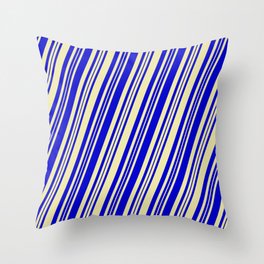 [ Thumbnail: Pale Goldenrod & Blue Colored Lines/Stripes Pattern Throw Pillow ]