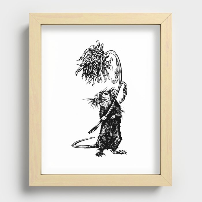 Rat with flower #1 Recessed Framed Print