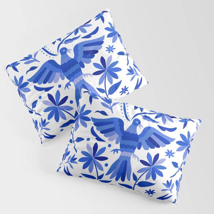Mexican Otomí Design in Deep Blue by Akbaly Pillow Sham