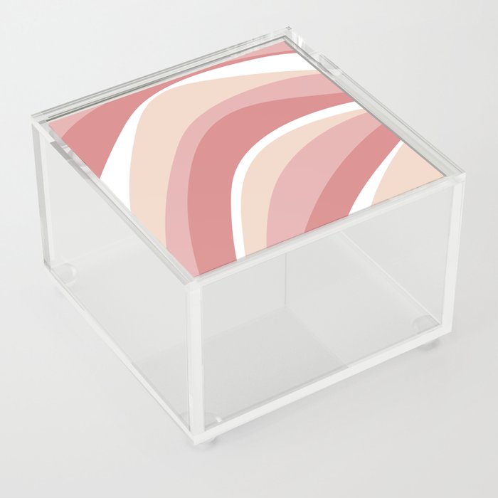 Funky Wavy Lines in Pink Acrylic Box