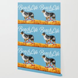 Australian aussie dog shepherd beach sandals flip flops club beach life cottage beach house Wallpaper