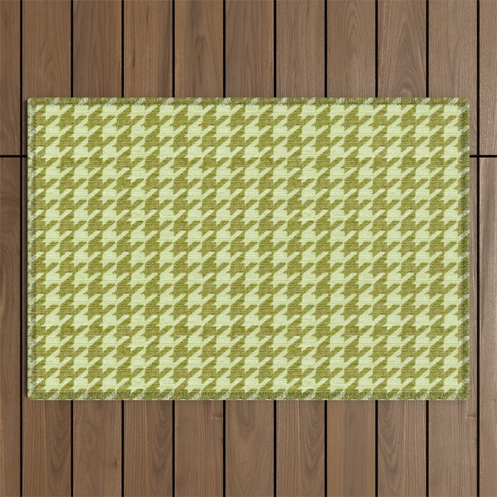 Happy Green Houndstooth Pattern on Woven Velvet Cloth in Modern Country Style Outdoor Rug