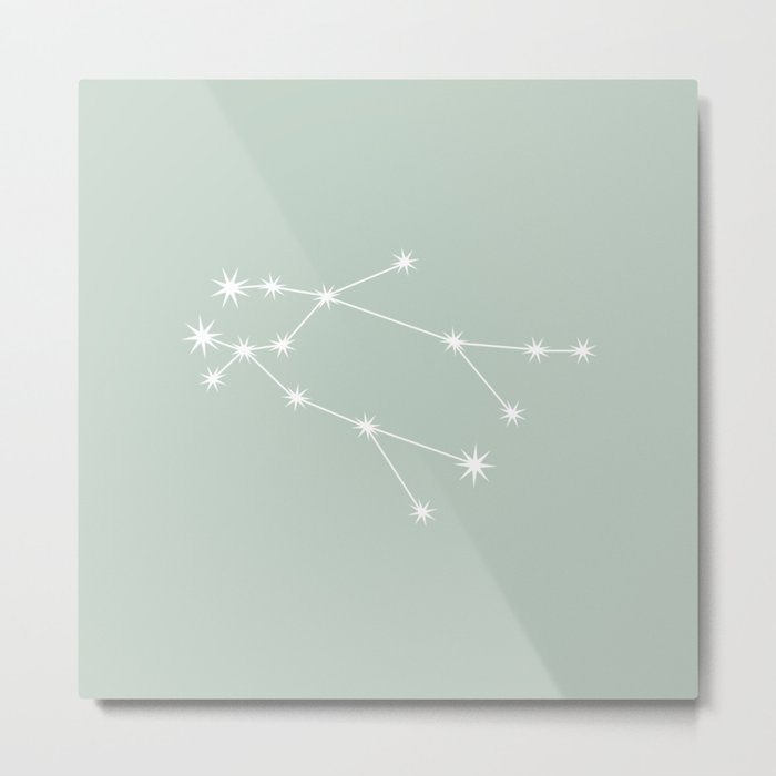 GEMINI Sage Green – Zodiac Astrology Star Constellation Metal Print