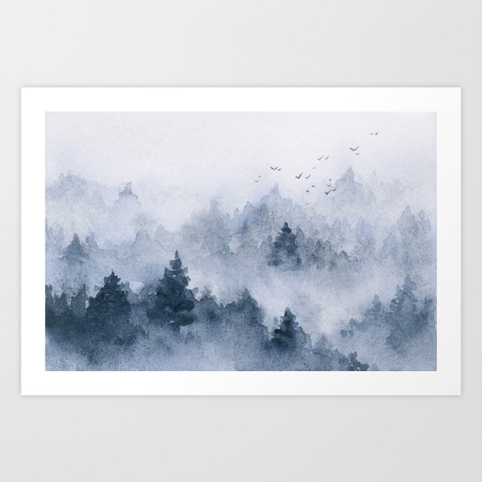 Misty Mountain Blues watercolor on 4x6” 320GSM 100% cotton