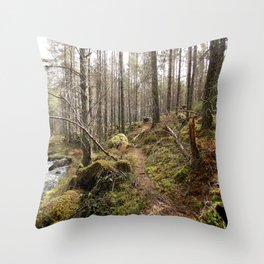Enchanted Nature Walk in the Scottish Highlands  Throw Pillow