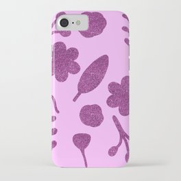 Purple Glitter Wildflower Pattern iPhone Case