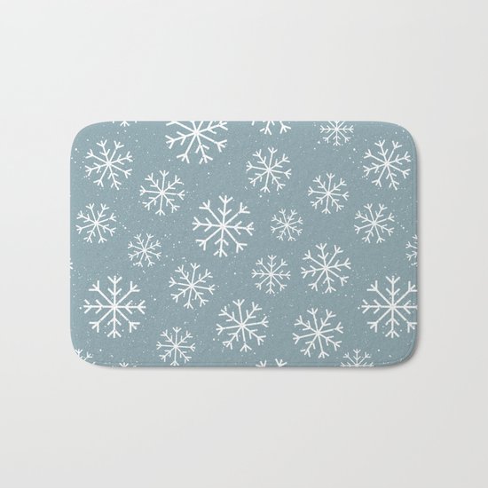 Merry Christmas Wintertime - Snowflakes pattern Bath Mat