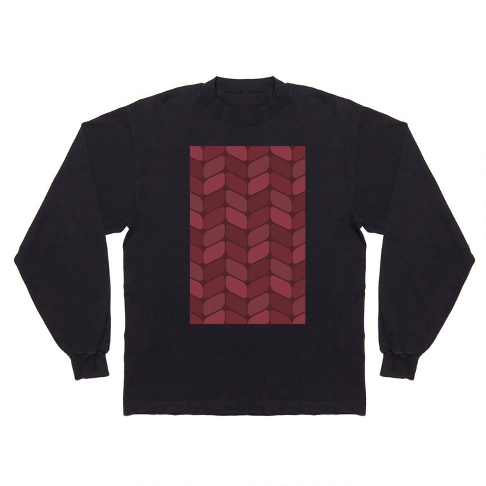 Vintage Diagonal Rectangles Burgundy Long Sleeve T Shirt