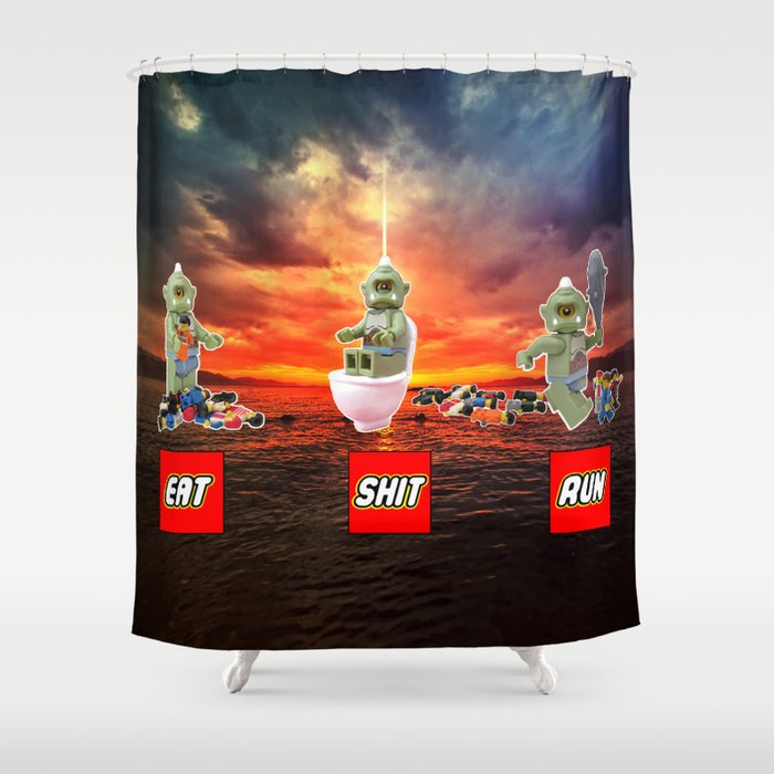 Eat Shit Run Cyclops Lego Shower Curtain By Complessogasparo