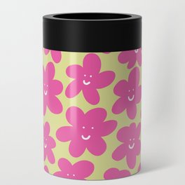 Happy Baby New Year Flowers - pink and lime Can Cooler