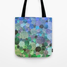 Abstract blue & green glamour glitter circles and polka dots for ladies Tote Bag