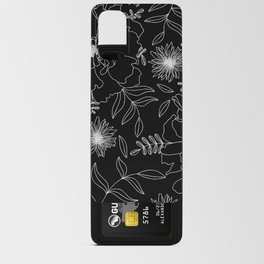 Black Peony Blooms Modern Floral Print in Black and White Android Card Case