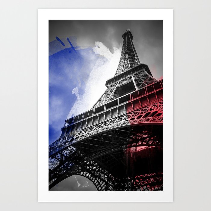 Eiffel Tower Tricolore Art Print