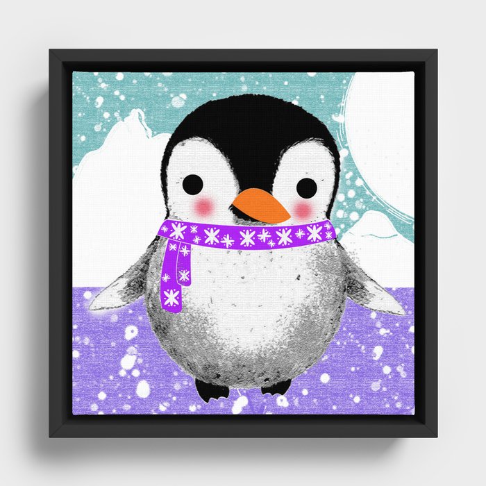 Baby Penguin Framed Canvas