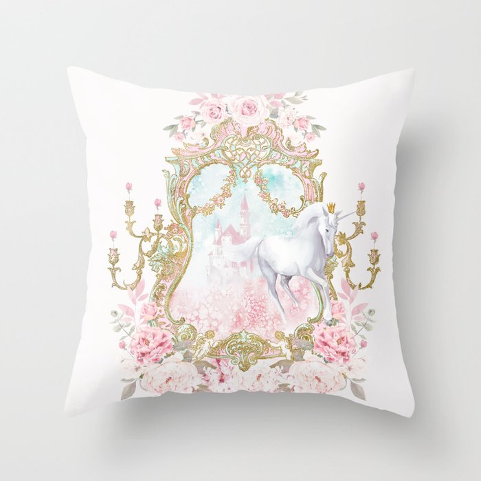 Unicorn Fairy Tale Enchantment Throw Pillow