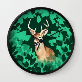 Deer with Bountiful Leaves Wall Clock