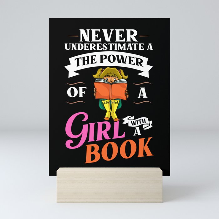 Book Girl Reading Women Bookworm Librarian Reader Mini Art Print