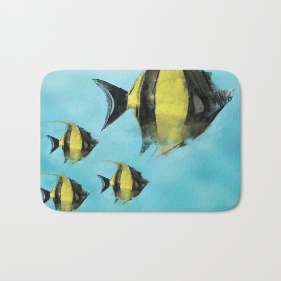 Fish Watercolor Bath Mat