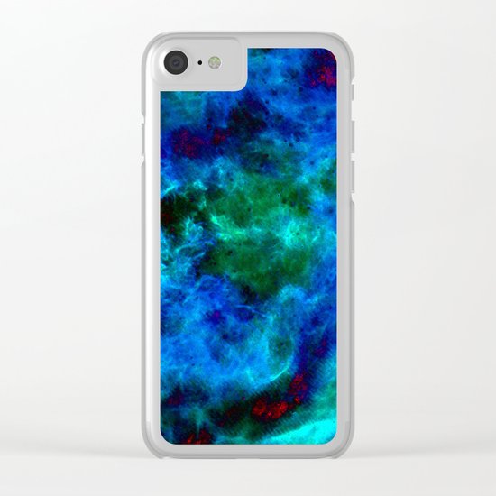 Slate Marble Clouds - Deep Sea Clear iPhone Case