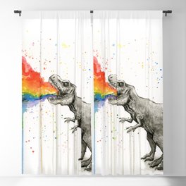 T-Rex Dinosaur Vomits Rainbow Blackout Curtain