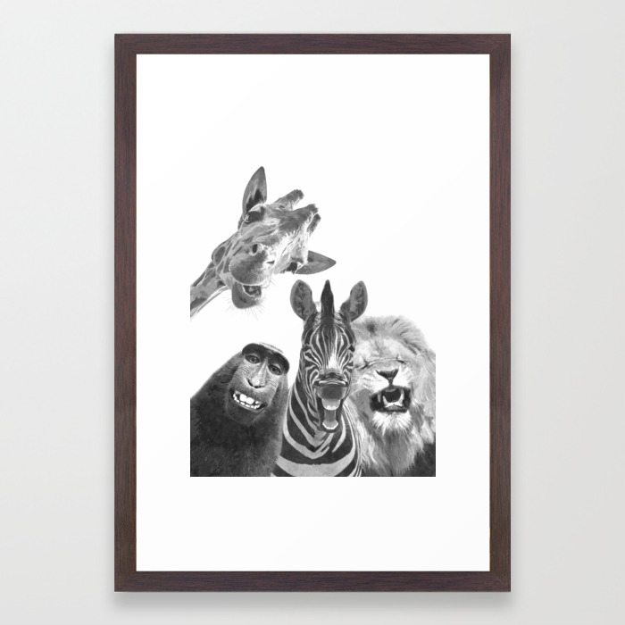 Black And White Jungle Animal Friends Framed Art Print By Alemi Society6