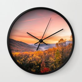 Autumn Sunrise in the Great Smoky Mountains of Tennessee Wall Clock