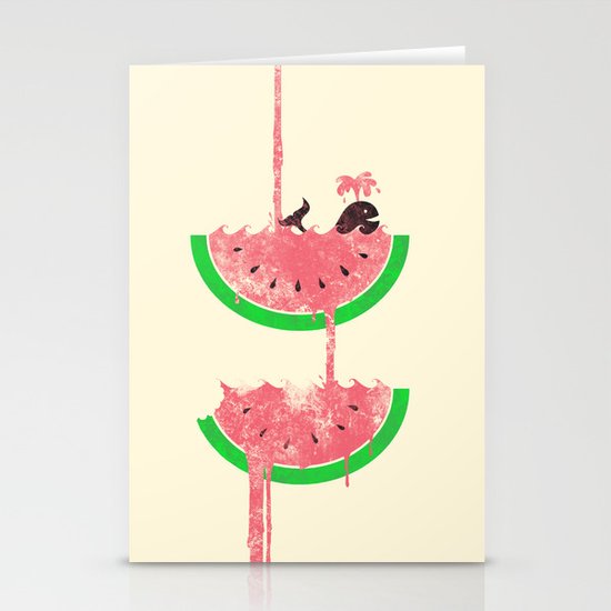 watermelon falls Stationery Cards