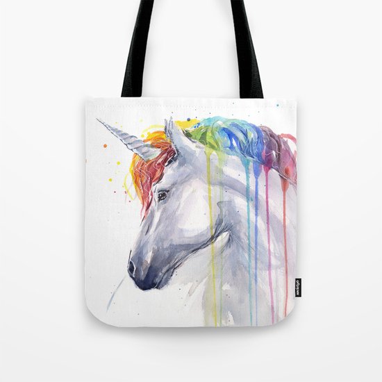 Rainbow Unicorn Watercolor Animal Magical Whimsical Animals Tote Bag