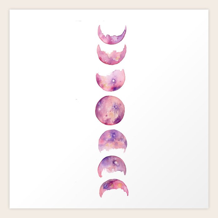 Lavender Rose Moon Phase Art Print by hannahgraff | Society6