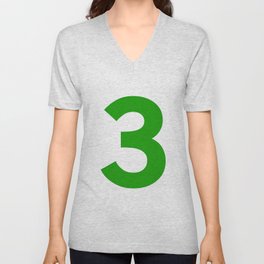Number 3 (Green & White) V Neck T Shirt