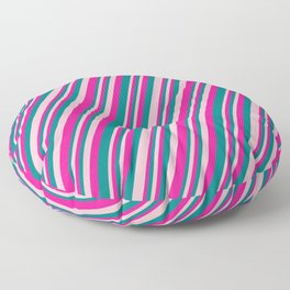 [ Thumbnail: Pink, Deep Pink, and Teal Colored Striped Pattern Floor Pillow ]