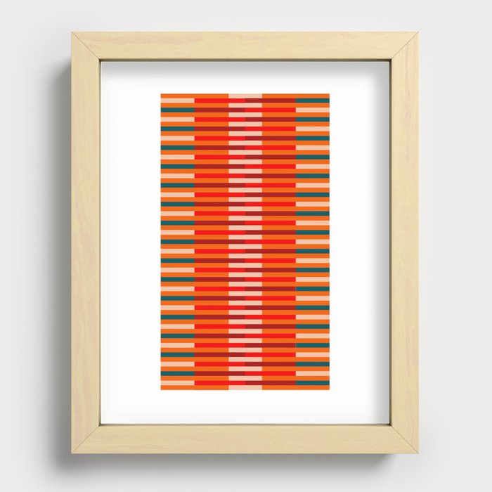 Colorful Stripes Orange Teal Red & Beige  Recessed Framed Print