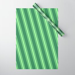 [ Thumbnail: Sea Green & Green Colored Lined Pattern Wrapping Paper ]