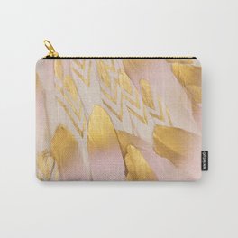 Gold Pink Arrow Feathers Carry-All Pouch