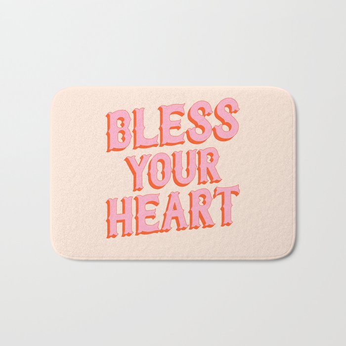 Southern Snark: Bless your heart (bright pink and orange) Bath Mat