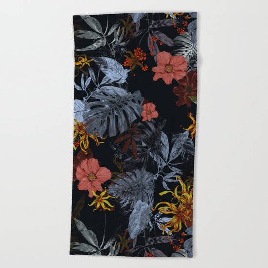 Tropical Midnight Beach Towel