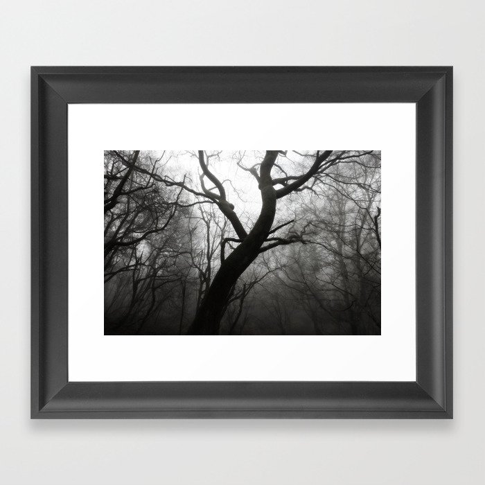 Foggy forest black and white Framed Art Print by simonfoo | Society6