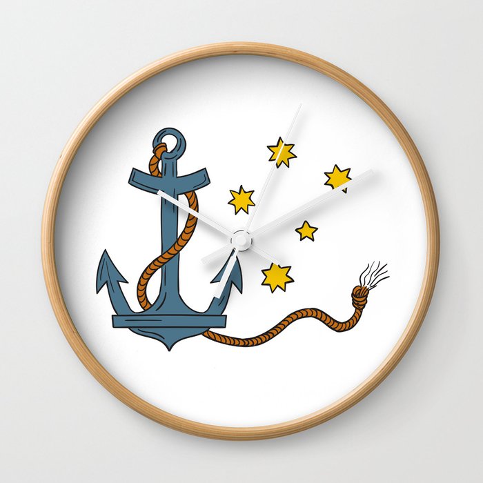 Anchor with Rope and Southern Star Drawing Wall Clock