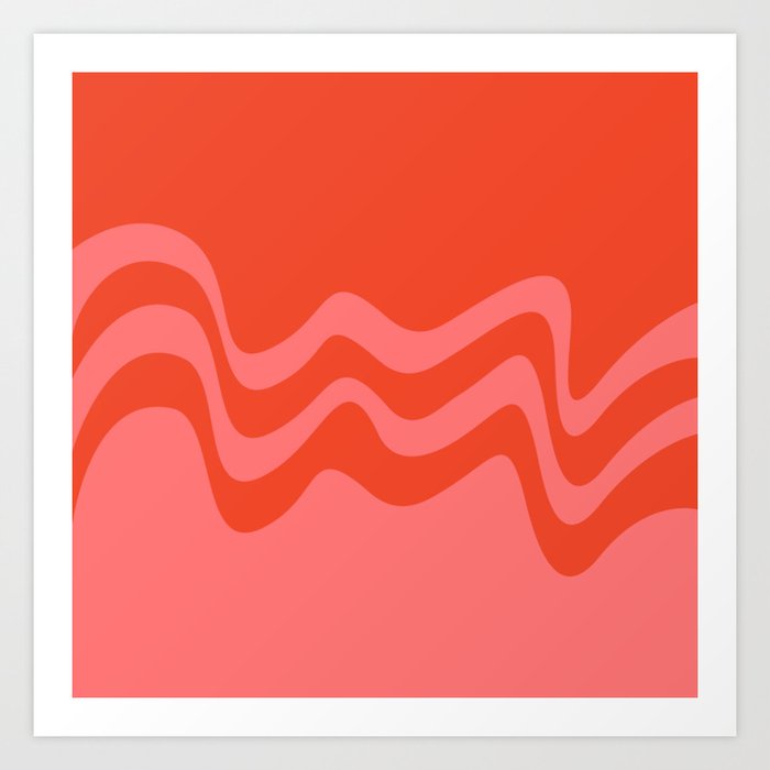 Wavy Lines pattern pink and red Art Print
