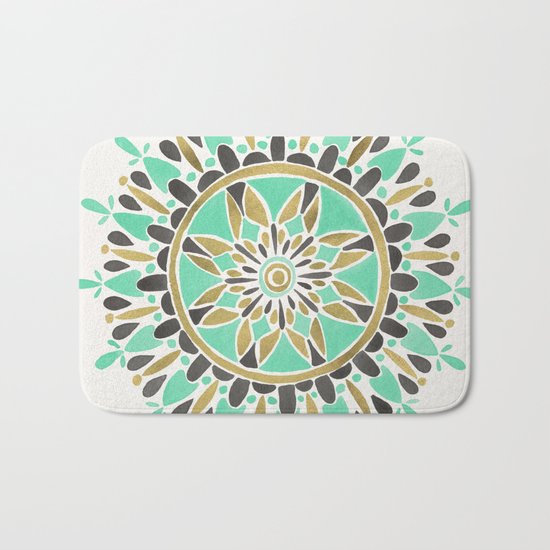 Mint & Gold Mandala Bath Mat